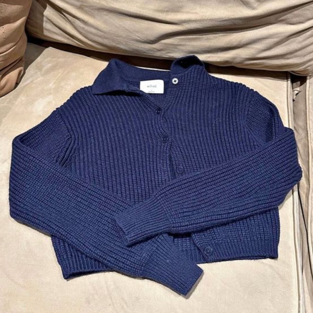 Wilfred Navy Blue Cardigan Sweater